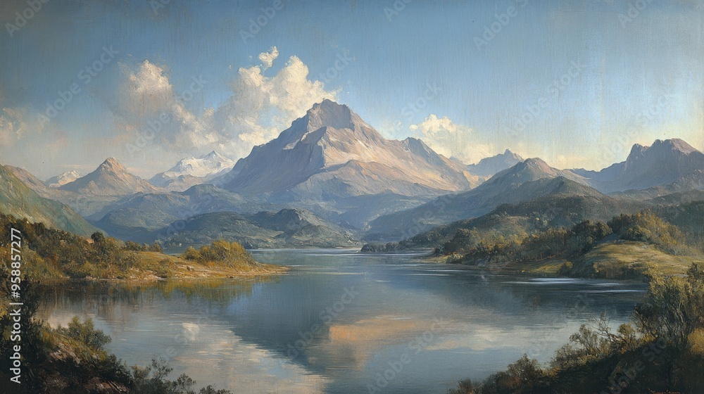 Majestic Mountain Lake with Scenic Landscape Majestic Mountain Lake with Scenic Landscape