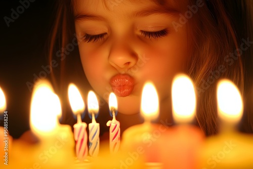 Wallpaper Mural Little Girl Blowing Out Birthday Candles Torontodigital.ca