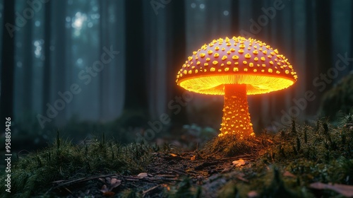 Glowing Mushroom in a Forest