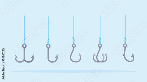 fishing hook logo set, fishing equipment illustration. suitable for posters and web icons