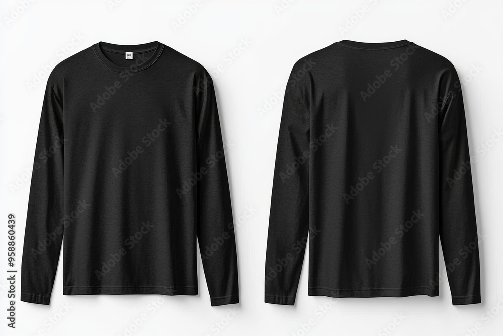 Black long sleeve tshirt mockup isolated created with Generative AI Black long sleeve tshirt mockup isolated created with Generative AI