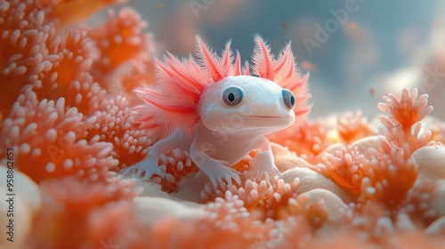 Axolotl in Coral Reef photo