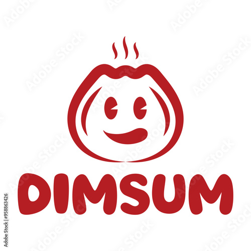 cute dimsum mascot minimalist logo design