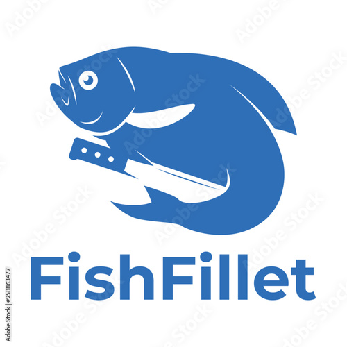 fish fillet market minimalist logo design