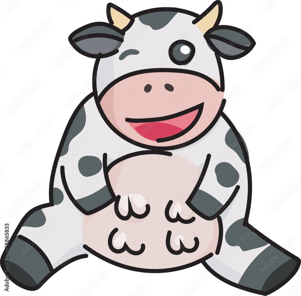 Cartoon cute cow illustration on transparent background.
Cartoon cute cow illustration on transparent background.