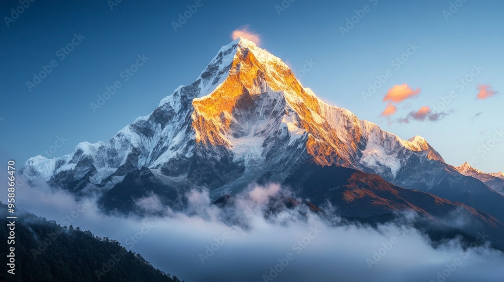 Majestic Snow-Capped Mountain at Sunrise Majestic Snow-Capped Mountain at Sunrise