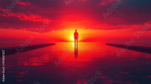 Silhouette of a Man at Sunset