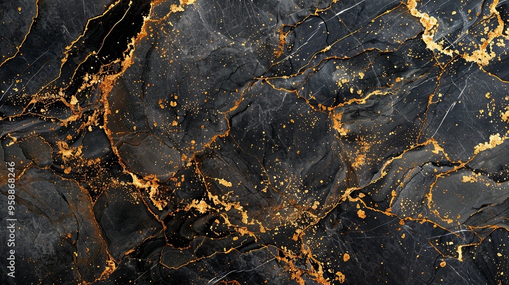 Black Marble with Golden Veins and Specks Black Marble with Golden Veins and Specks