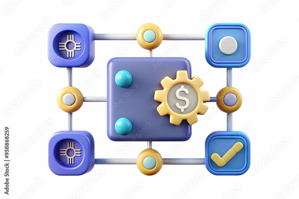 Futuristic Flat AI Automation and Dollar Flow Frame Concept as Smart Business Illustration Futuristic Flat AI Automation and Dollar Flow Frame Concept as Smart Business Illustration