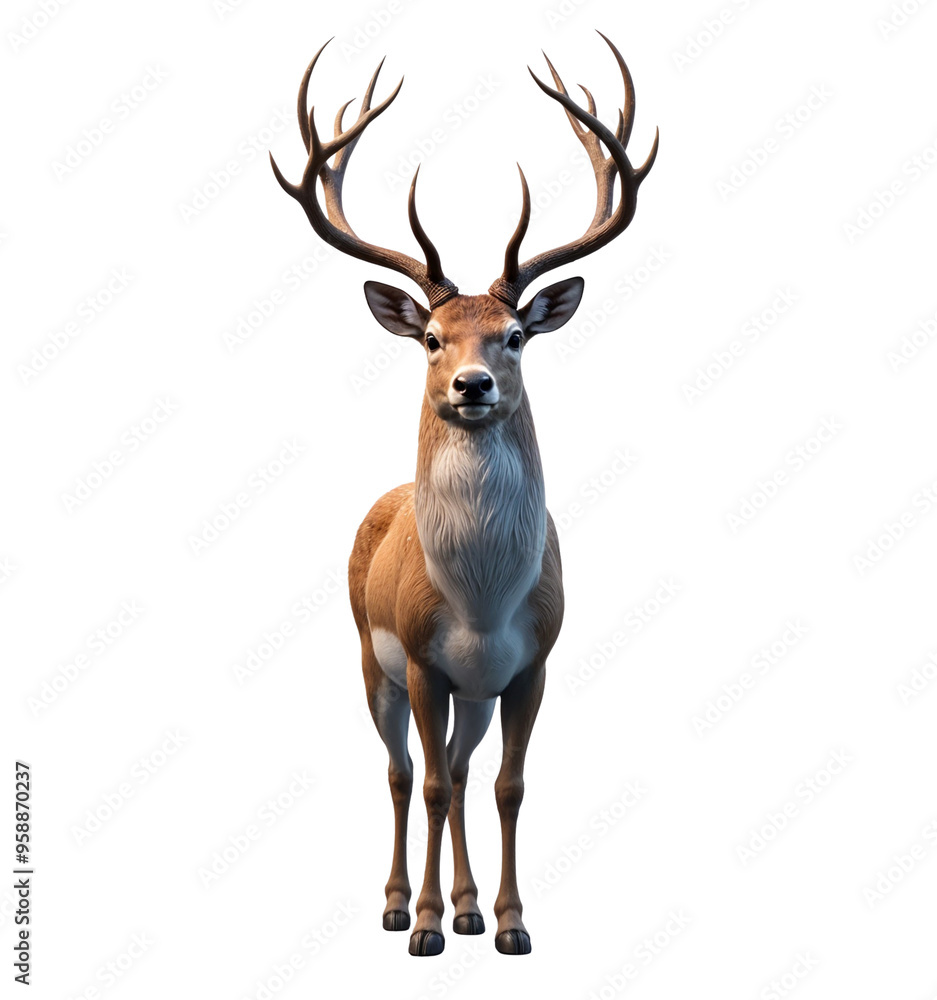 Fototapeta premium Red Deer Isolated on Transparent Background