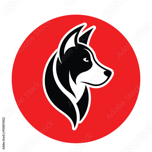 Minimalist dog face silhouette vector logo for pet branding and design projects photo