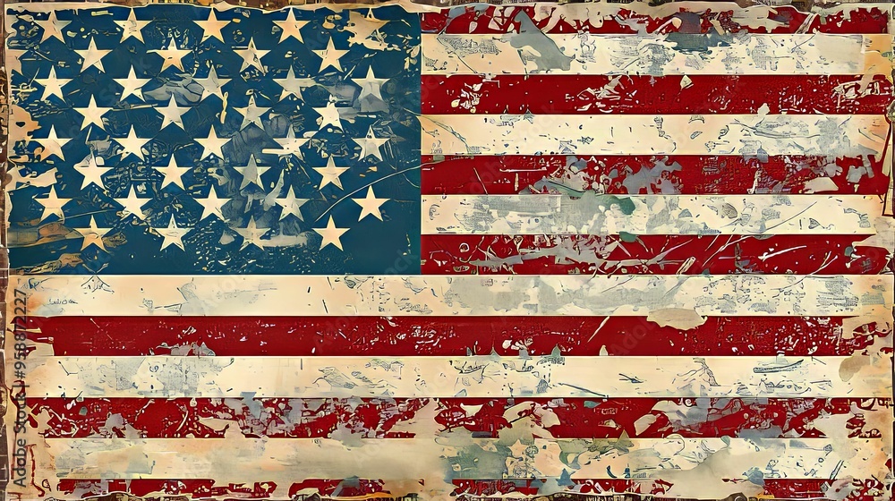 A Distressed and Abstract American Flag A Distressed and Abstract American Flag