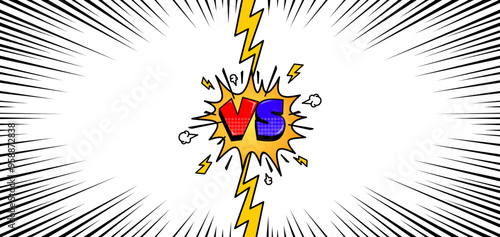 Comic versus background. Vs challenge frame in comics book