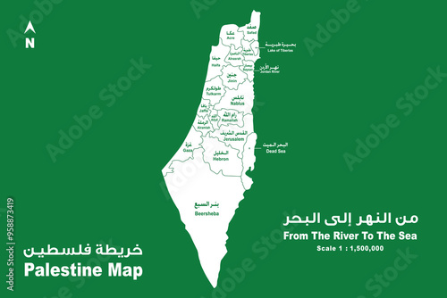 Palestine Country map Full Area Illustration Green