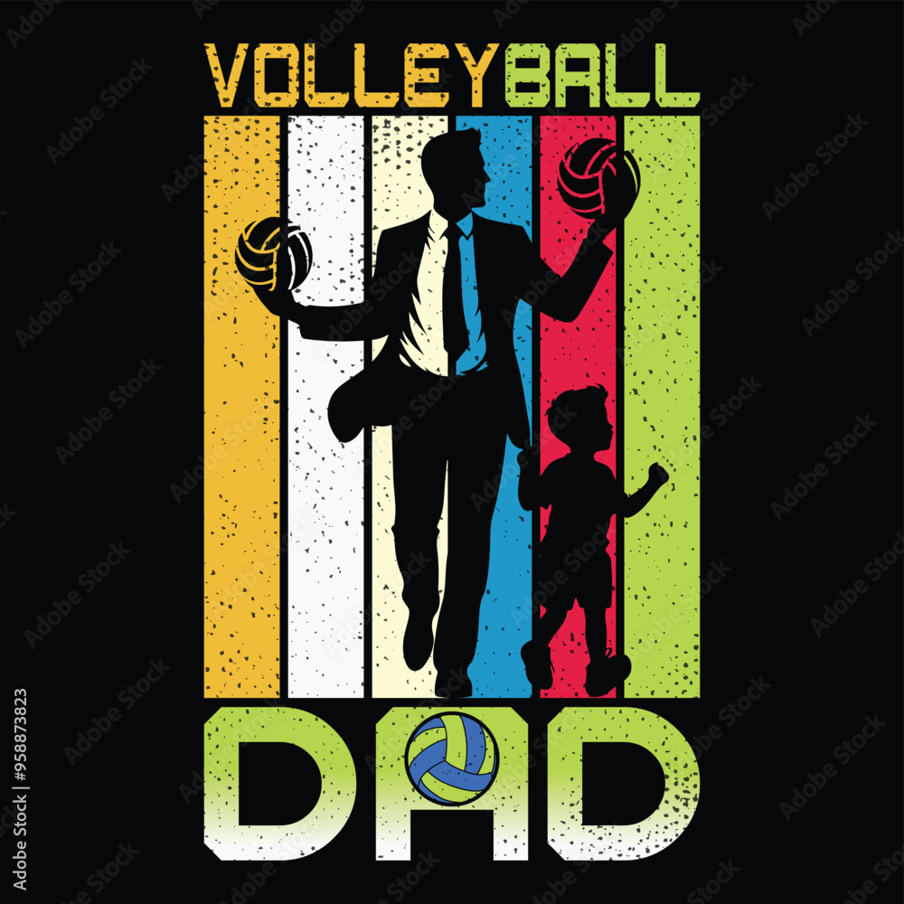 Obraz premium Volleyball dad t-shirt design template vector files