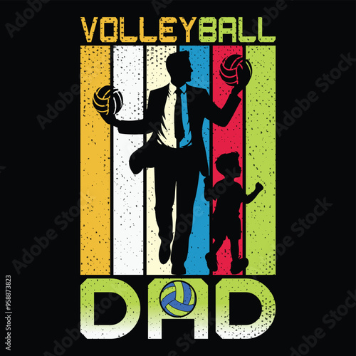 Volleyball dad t-shirt design template vector files