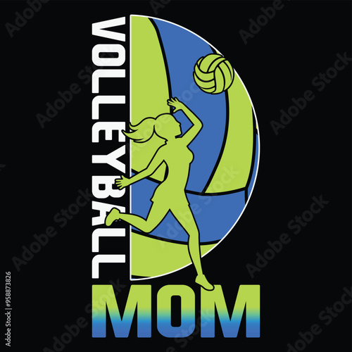 Volleyball mom t-shirt design vector template