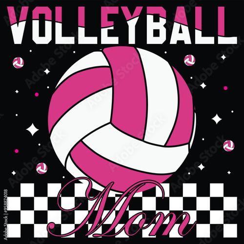 Volleyball mom t-shirt design vector template