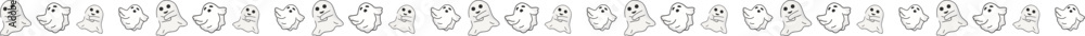 Fototapeta premium Halloween ghost line border illustration on transparent background. 