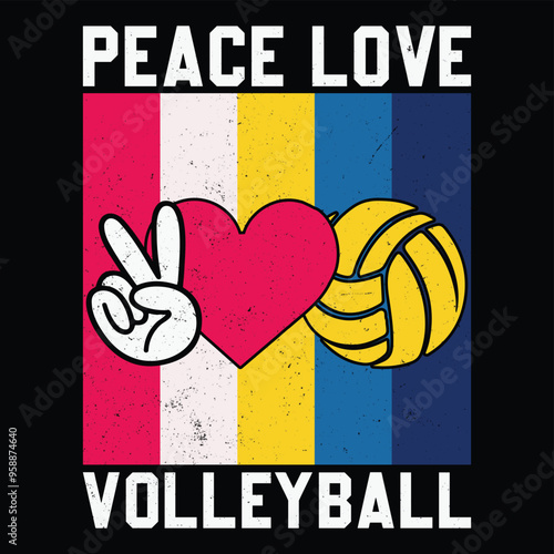 Peace love Volleyball mom t-shirt design vector template