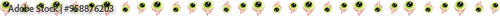 Halloween spooky eye line border illustration on transparent background.
