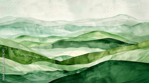 Wallpaper Mural Stunning green landscape with layered hills and soft textures in peaceful natural setting Torontodigital.ca