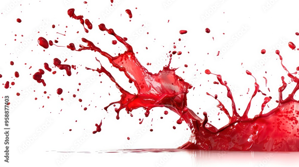 A splash of brown liquid with droplets flying in the air against a white background. A splash of brown liquid with droplets flying in the air against a white background.