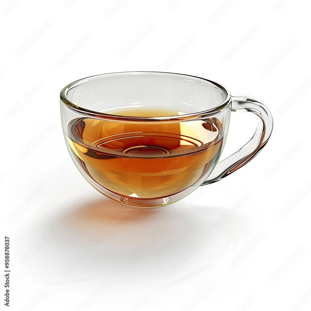 glass transparent tea cup on a white background, floating in space, slightly tilted at a 45 degree angle --no plate, generative ai glass transparent tea cup on a white background, floating in space, slightly tilted at a 45 degree angle --no plate, generative ai