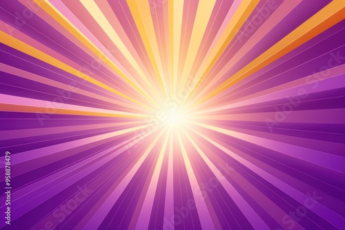 Sun rays background with gradient color, purple and gold, vector illustration