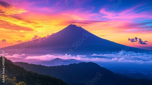 Beautiful Sunset Over Majestic Mountain