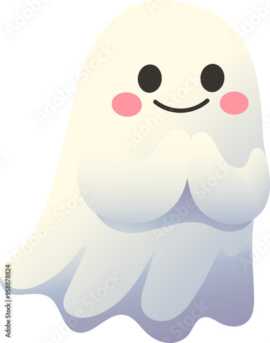 Gentle Ghost with a Heartwarming Smile (Gradient Color Style)