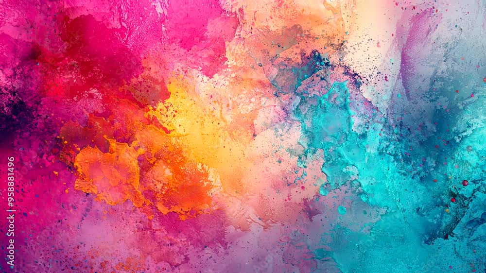 Vibrant explosion of colorful clouds in abstract art. Seamless looping 4k time-lapse video background