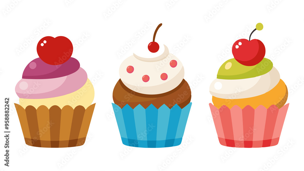 Delicious Cupcake Illustration - Isolated Transparent Background Delicious Cupcake Illustration - Isolated Transparent Background