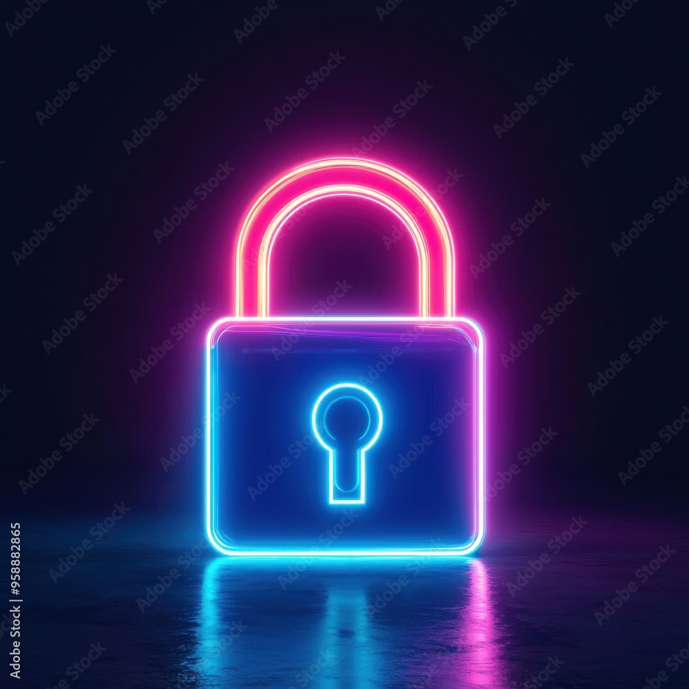 A vibrant neon lock symbolizing security and protection against digital threats in a modern visual style. A vibrant neon lock symbolizing security and protection against digital threats in a modern visual style.