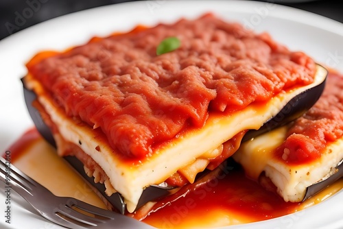 Eggplant Parmigiana with marinara and cheese