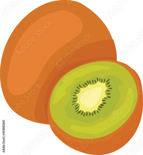 Cartoon kiwi illustration on transparent background.
