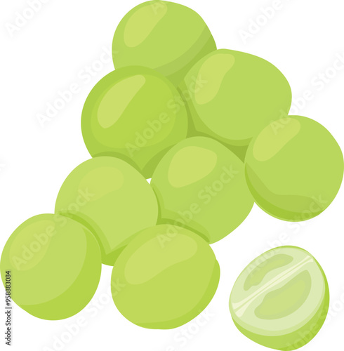 Cartoon grape illustration on transparent background.
