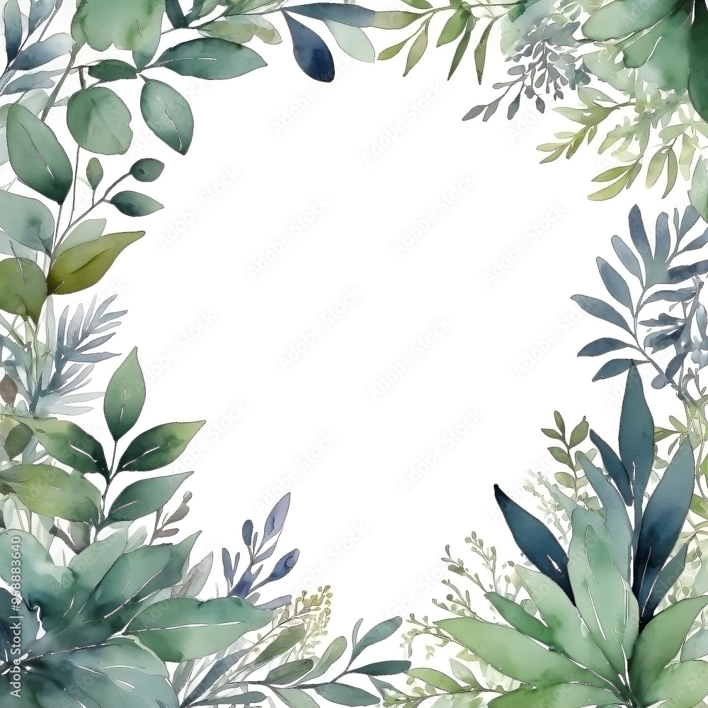 Watercolor botanical background frame Watercolor botanical background frame