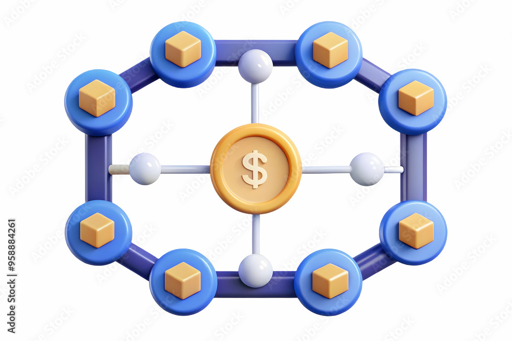 Blockchain Nodes and Money Flow Frame: Secure Financial Transactions Concept in a Smart Business Tone - Flat Vector Illustration with Efficient Border Design Blockchain Nodes and Money Flow Frame: Secure Financial Transactions Concept in a Smart Business Tone - Flat Vector Illustration with Efficient Border Design