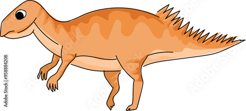 Cartoon edmontosaurus illustration on transparent background.
