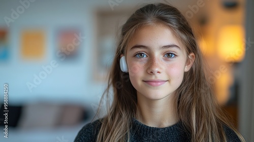 portrait of teenage girl with hearing aid in her room Free Download portrait of teenage girl with hearing aid in her room - GFXLoad