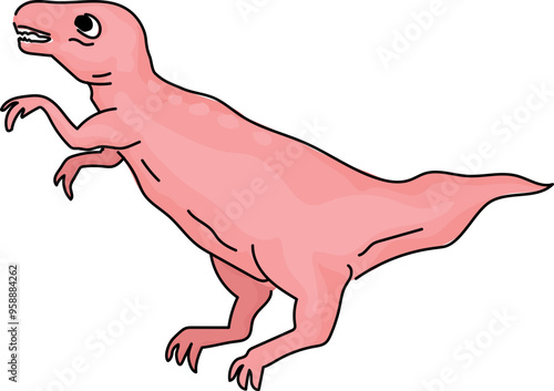 Cartoon metriacanthosaurus illustration on transparent background.
