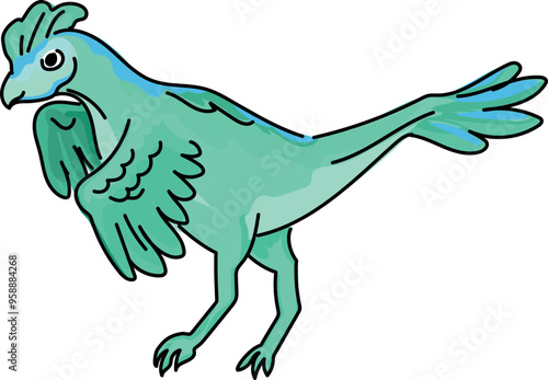 Cartoon pteranodon illustration on transparent background.

