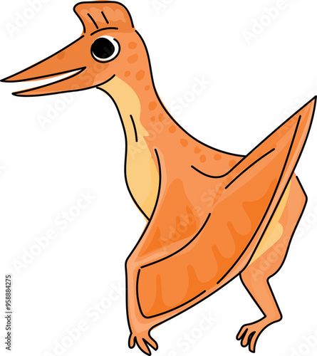 Cartoon pteranodon illustration on transparent background.
