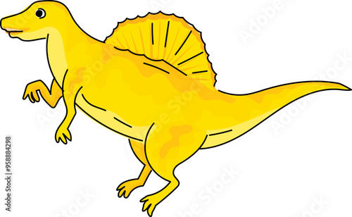 Cartoon metriacanthosaurus illustration on transparent background.
