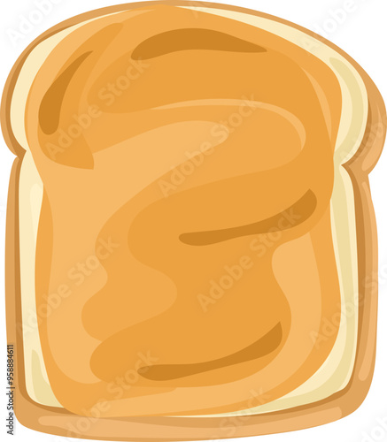 Peanut butter toast cartoon doodle illustration on transparent background.
