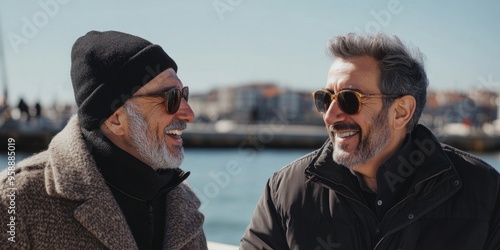 happy Father-Son Bonding: Fishing Adventure at the Dock. Heartwarming Scene of Intergenerational Connection, Relaxation, and Stress Relief. Cultural Inclusivity in Outdoor Recreation. Perfect for End