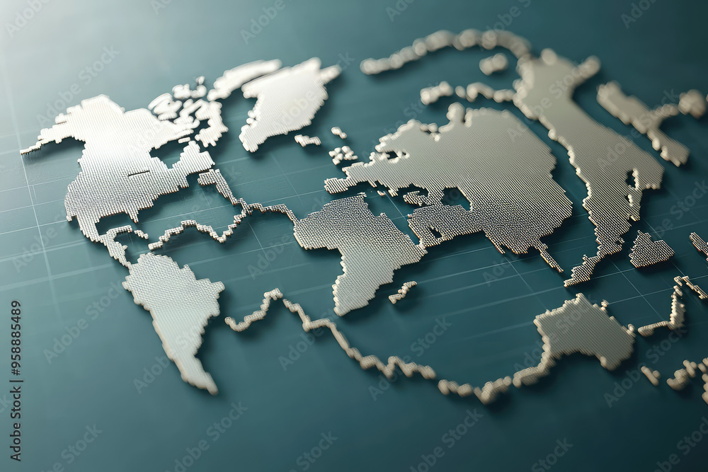 A World of Interconnectedness: A 3D Abstract Map Depicting Global Connections A World of Interconnectedness: A 3D Abstract Map Depicting Global Connections
