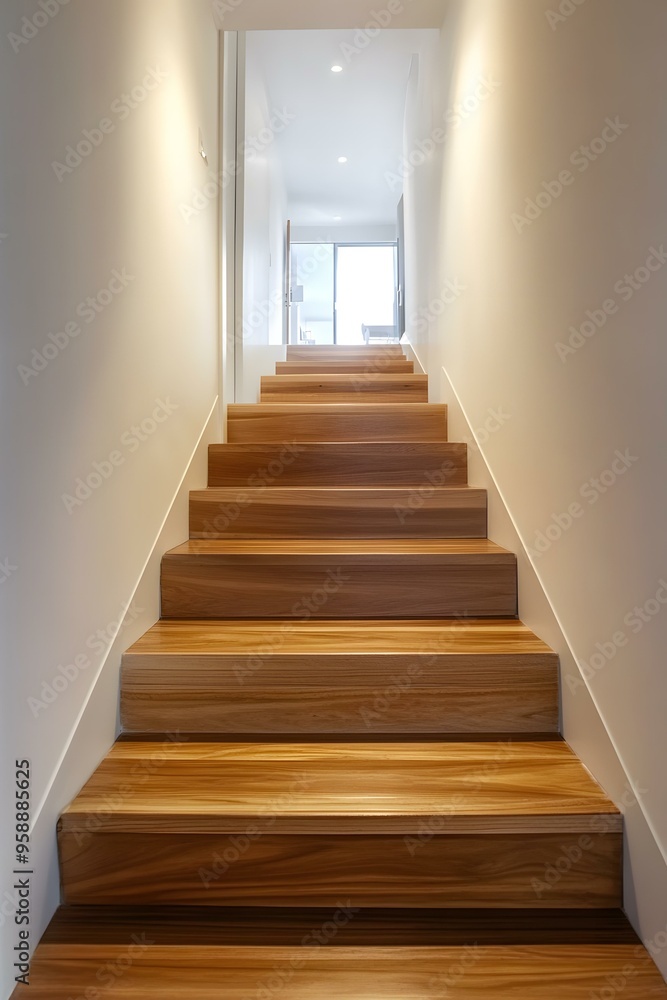Modern Wooden Staircase in a Minimalist Home Modern Wooden Staircase in a Minimalist Home