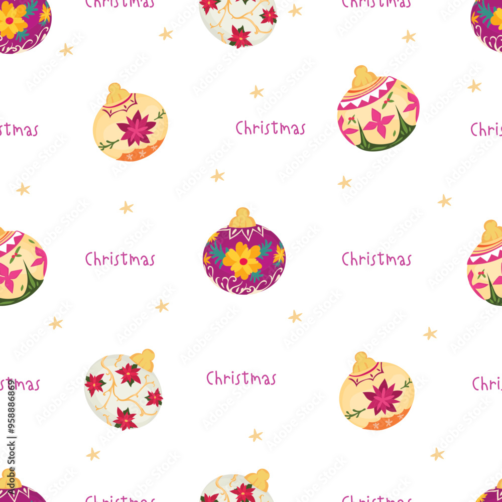 Purple christmas ball seamless pattern background.
Purple christmas ball seamless pattern background.